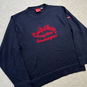 Vintage Quiksilver Sweater Mens‎ XL Navy Blue Knit Script Spell Out Quikjean Y2K